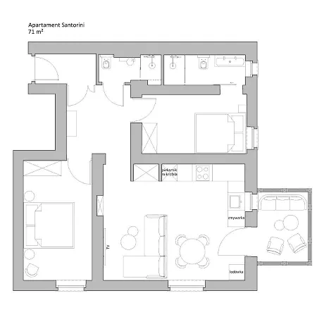 Sanhaus Apartments - Apartament Santorini - Dwie Sypialnie, Dwie Lazienki, Klimatyzacja Sopot Esterno foto