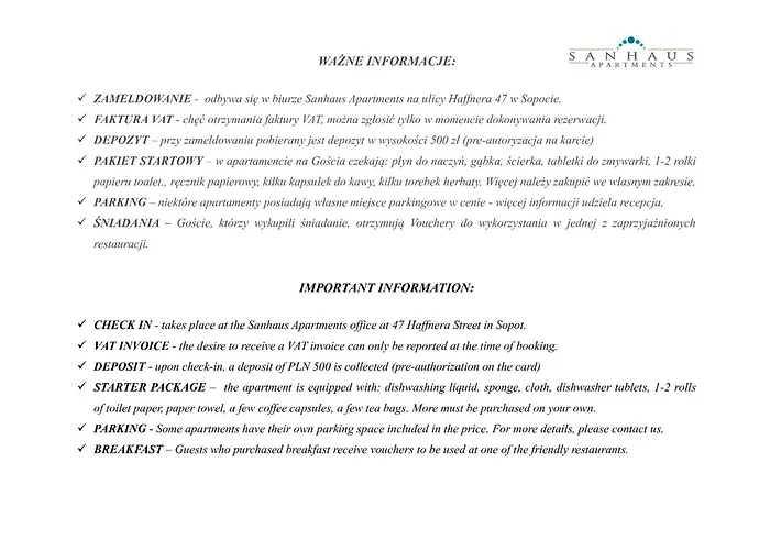Sanhaus Apartments - Apartament Santorini - Dwie Sypialnie, Dwie Lazienki, Klimatyzacja